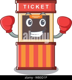 Boxing Ticket Booth Flanke von Mascot Tabelle Stock Vektor