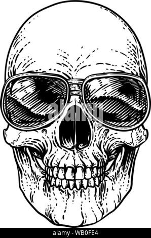 Skull coole Sonnenbrille Skelett in den Farben Stock Vektor