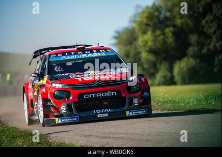 Sebastien Ogier und Ingrassia Julien mit Citroen C3 WRC an den Shakedown der WRC ADAC Rallye Deutschland 2019. Stockfoto