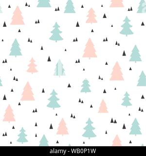 Weihnachtsbäume nahtlose Muster. Vektor kindisch skandinavischen Hintergrund. Für Gewebe, Wallpaper Design Stock Vektor