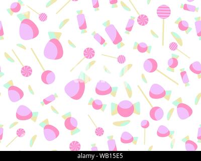 Süßigkeiten nahtlose Muster auf weißem Hintergrund. Candy auf einem Stock. Urlaub Hintergrund. Vector Illustration Stock Vektor