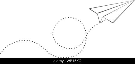 Einfache Paper Plane und spiralförmige Flugbahn Vector Illustration Stock Vektor