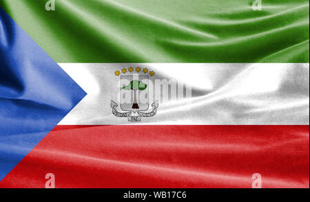 Realistische Flagge Äquatorialguinea über die gewellte Oberfläche des Gewebes Stockfoto