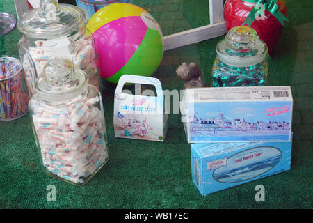 CAPE MAY, NJ-14 Aug 2019 - Ansicht von Salt Water Taffy Süßigkeit für Verkauf in Cape May, New Jersey, United States. Stockfoto