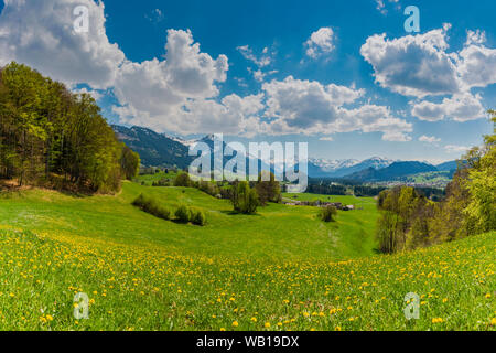 Deutschland, Bayern, Allgaeu, Oberallgaeu, Allgaeuer Alpen, Illertal, Blick vom Malerwinkel in der Nähe von Altstaedten Stockfoto