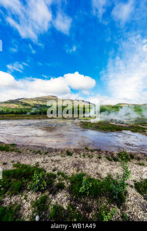 Island, Strokkur Geysir Gebiet Stockfoto