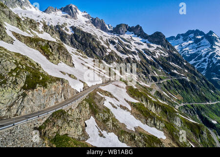 Schweiz, Kanton Uri, Luftaufnahme der Sustenpass Stockfoto