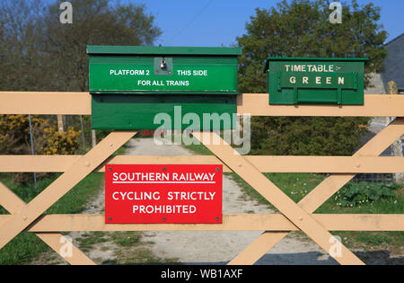 Die Station bei Harman's Cross auf der Swanage Railway, Dorset, England, mit Dampfloks von Swanage zu Corfe Castle. Stockfoto