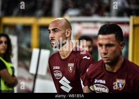 Turin, Italien. 22 Aug, 2019. SImone Zaza von Torino FC in Aktion während der UEFA Europa League Playoff runde Fußballspiel zwischen Torino FC und Wolverhampton Wanderers FC. Wolverhampton Wanderers FC 2-3 Stadio Olimpico Grande Torino in Italien Turin gewann, 22. August 2019 (Foto von Alberto Gandolfo/Pacific Press) Quelle: Pacific Press Agency/Alamy leben Nachrichten Stockfoto