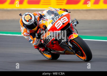 Silverstone, Großbritannien. 23 Aug, 2019. MotoGP GoPro Britischen Grand Prix, Praxis Tag; Repsol Honda Team Fahrer Jorge Lorenzo auf seiner Honda RC213V-Redaktion nur mit der Credit: Aktion Plus Sport Bilder/Alamy leben Nachrichten Stockfoto