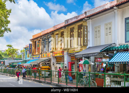 Geschäfte auf Büffel Straße in Little India, Singapore City, Singapur Stockfoto