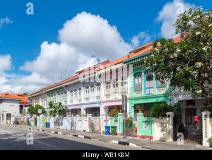 Singapur Katong. Alte Peranakan Erbe Häuser auf Koon Seng Rd, Katong, Singapur Stockfoto