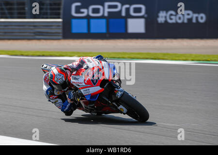 Silverstone, Großbritannien. 23 Aug, 2019. Francesco Bagnaia (ITA) von Pramac Racing während der Praxis Sitzung 2 der GoPro Britischen Grand Prix in Silverstone am Freitag, den 23. August 2019 in TOWCESTER, ENGLAND. Credit: Taka Wu/Alamy leben Nachrichten Stockfoto