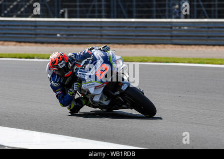 Silverstone, Großbritannien. 23 Aug, 2019. Tito Rabat (SPA) der Reale Avintia Racing während der Praxis Sitzung 2 der GoPro Britischen Grand Prix in Silverstone am Freitag, den 23. August 2019 in TOWCESTER, ENGLAND. Credit: Taka Wu/Alamy leben Nachrichten Stockfoto