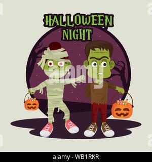 Happy Halloween Gruselige nacht Cartoon Stock Vektor