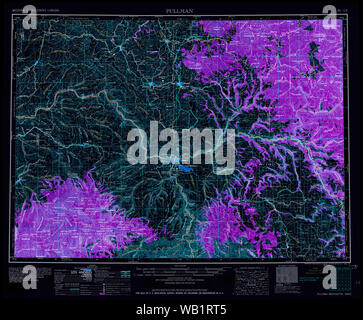 USGS Topo Karte Washington Pullman 243311 1958 250000 invertiert Wiederherstellung Stockfoto