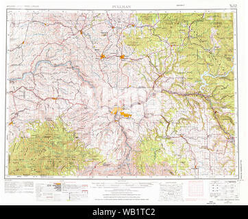 USGS Topo Karte Washington Pullman 243315 1955 250000 Restaurierung Stockfoto