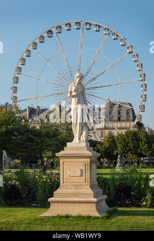 PARIS, FRANKREICH - 03. AUGUST 2018: Das Riesenrad im Jardin des Tuileries Stockfoto