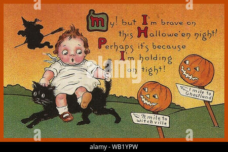 Vintage Postcard - Halloween Cartoon -31. Oktober Stockfoto