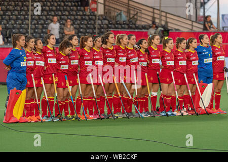 Antwerpen, Belgien. 23 Aug, 2019. Antwerpen, 23-08-2019, EuroHockey Meisterschaft (Frauen) 2019. Veranstaltungsort: Sportcentrum Wilrijkse Plein. Team Spanien während das Spiel Spanien gegen Deutschland. Credit: Pro Schüsse/Alamy leben Nachrichten Stockfoto