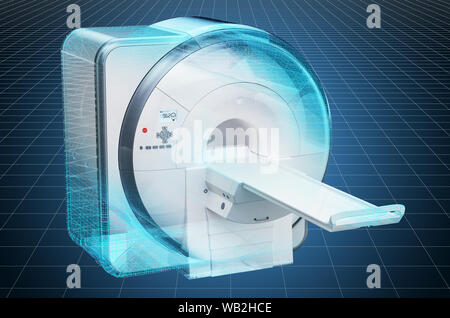 Visualisierung 3D-CAD-Modell der Magnetresonanztomographie MRT-Scanner. 3D-Rendering Stockfoto