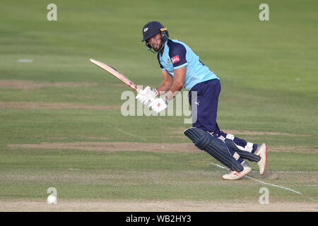 Chester Le Street, UK. 23 Aug, 2019. Jack lehnte sich von Yorkshire batting während der Vitalität T20 Blast Match zwischen Durham County Cricket Club und Yorkshire County Cricket Club Emirates Riverside, Chester Le Street am Freitag, den 23. August 2019. (Credit: Mark Fletcher | MI Nachrichten) Credit: MI Nachrichten & Sport/Alamy leben Nachrichten Stockfoto