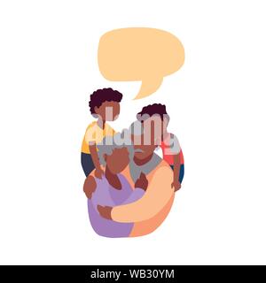 Opa und Oma umarmen mit ihren grandchildrens Sprechblase - glückliche Großeltern-Tag Vector Illustration Stock Vektor