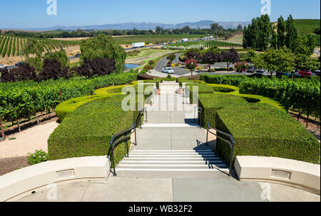 Napa, CA - 16. August 2019: Ein Blick auf das Gelände des Domaine Carneros Weingut im Napa Valley, Kalifornien Stockfoto