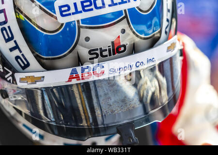 Madison, Wisconsin, USA. 23 Aug, 2019. TONY KANAAN (14) von Salvador, Brasilien bereitet sich auf die bommarito Automotive Group 500 bei World Wide Technology Raceway in Madison, Illinois zu qualifizieren. (Bild: © Walter G Arce Sr Schleifstein Medi/ASP) Stockfoto