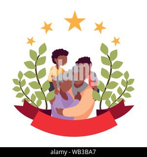 Opa und Oma umarmen mit ihren Grandchildrens - glückliche Großeltern-Tag Vector Illustration Stock Vektor