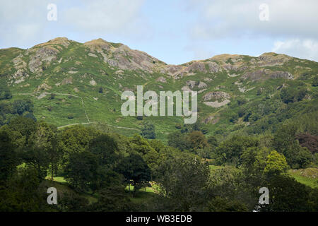 Loughrigg fiel in der Nähe von Ambleside gesehen von skelwith Falten Lake District National Park, England, Großbritannien Stockfoto