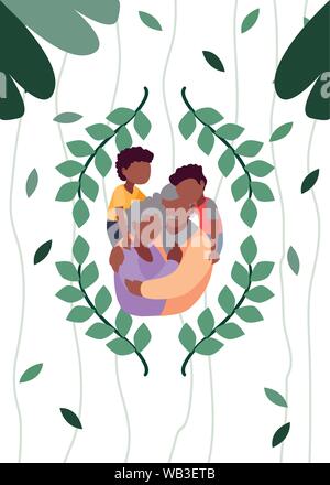 Opa und Oma umarmen mit ihren Grandchildrens - glückliche Großeltern-Tag Vector Illustration Stock Vektor