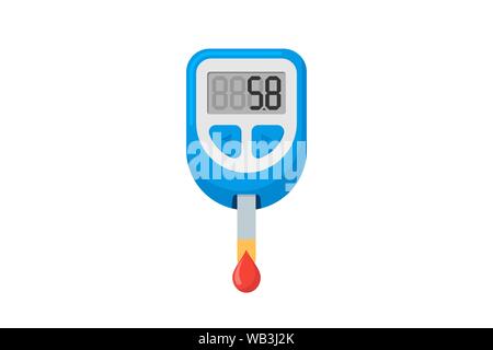 Blutzuckermessgerät messen Test Zucker Kontrolle gerät. Elektronische glucometer für Patienten mit Diabetes. Medizinische vektor Flachbild illusrtation Stock Vektor