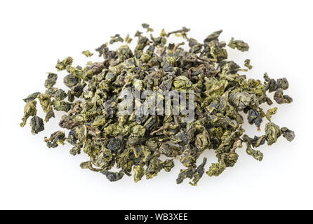 Grüner oolong Tee auf weißem Hintergrund Stockfoto