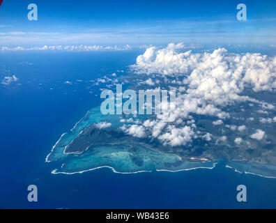 Le Morne Brabant Berg auf Mauritius Blick aus dem Flugzeug Stockfoto