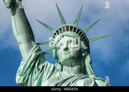 Portrait der Freiheitsstatue (Nahaufnahme), New York City, USA Stockfoto