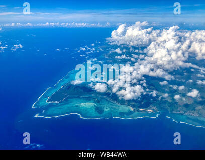 Le Morne Brabant Berg auf Mauritius Blick aus dem Flugzeug Stockfoto