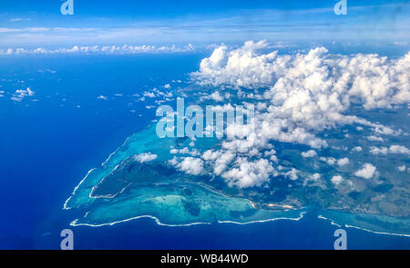 Le Morne Brabant Berg auf Mauritius Blick aus dem Flugzeug Stockfoto