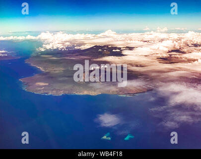 Aussicht auf den Vulkan vom Flugzeug, in Bali, Indonesien Stockfoto