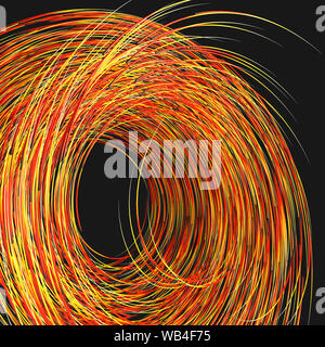 Orange wirbelnde Strudel mit Farbskalen, 3D-Rendering. Computer digitale Zeichnung. Stockfoto