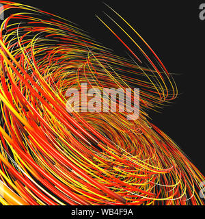 Orange wirbelnde Strudel mit Farbskalen, 3D-Rendering. Computer digitale Zeichnung. Stockfoto