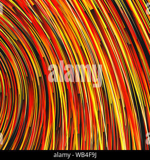 Orange wirbelnde Strudel mit Farbskalen, 3D-Rendering. Computer digitale Zeichnung. Stockfoto