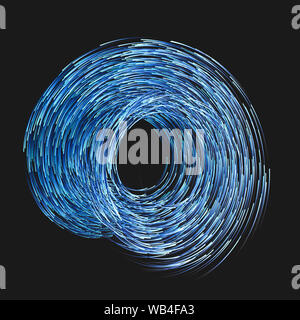 Blau wirbelnde Strudel mit Farbskalen, 3D-Rendering. Computer digitale Zeichnung. Stockfoto