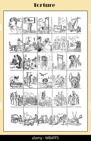 Folter und ihre Brutalität Abbildung kann von einem italienischen Lexikon Stockfoto