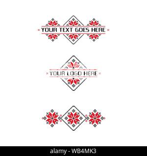 Bulgarischen Stickerei. Bulgarische Muster logo Konzept. Bulgarische und slawischen Ornamente. Pixel Art. Pixel Muster. Stock Vektor