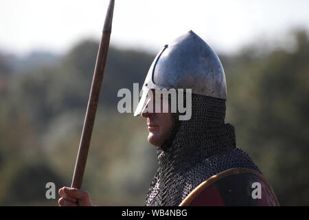 Norman Soldat an die 1066 Schlacht von Hastings in East Sussex Stockfoto