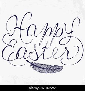 Handgeschriebener Ostersatz. Grußkarten-Textvorlagen. Frohe ostern Schriftzug in moderner Kalligraphie Stil. Vektor Urlaub Illustration von handgeschriebenen Frohe Ostern. Stock Vektor