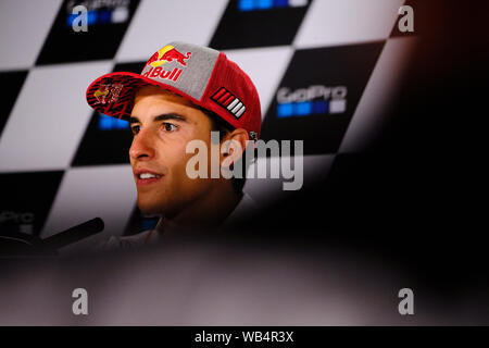 Towcester, Northamptonshire, Großbritannien. 24 Aug, 2019. Marc Marquez (SPA) und Repsol Honda Racing während der 2019 GoPro Britischen Grand Prix Moto GP in Silverstone Circuit. Credit: Gergo Toth/Alamy leben Nachrichten Stockfoto