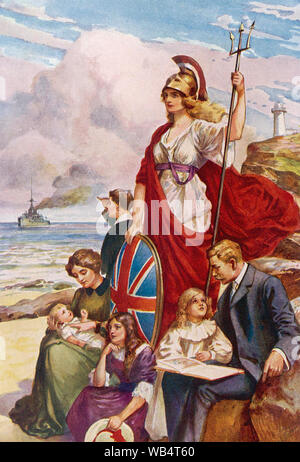 BRITANNIA Schutz eine englische Familie in einem 1910 Abbildung: Stockfoto