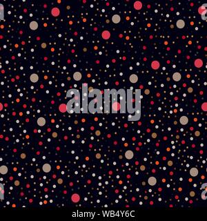 Abstrakte Hand gezeichnet Polka Dot Pattern schwarzen Hintergrund. Stock Vektor